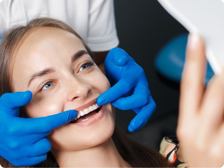 Patient's smile after composite bonding treatment in Mold